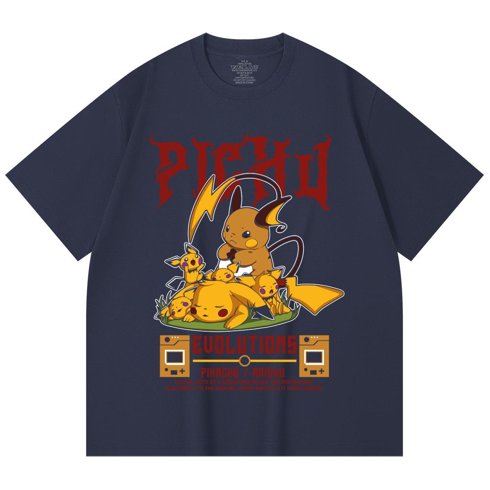 230 Gsm 100% Cotton Pokemon V18 Pikachu Evolutions Print Unisex Heavy Cotton T Shirt