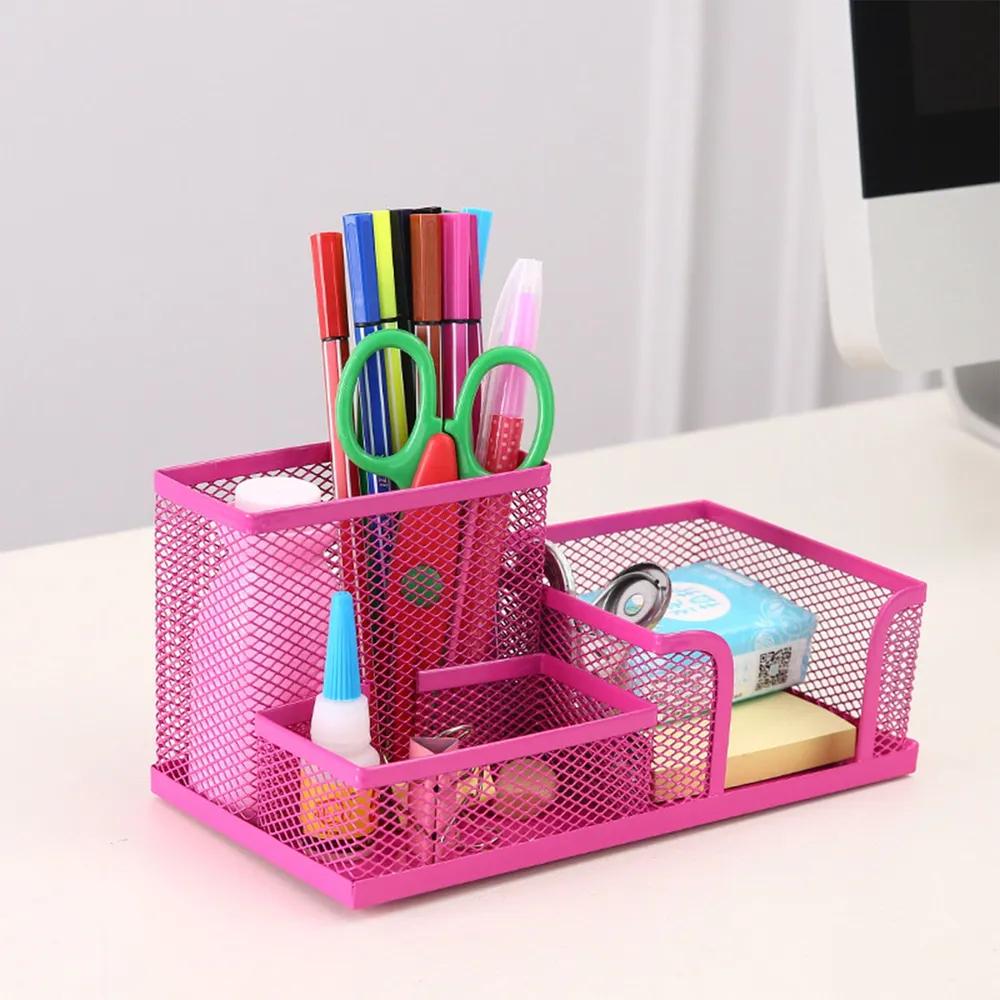 Organizer for office desk, stand for pencils and pens, metal