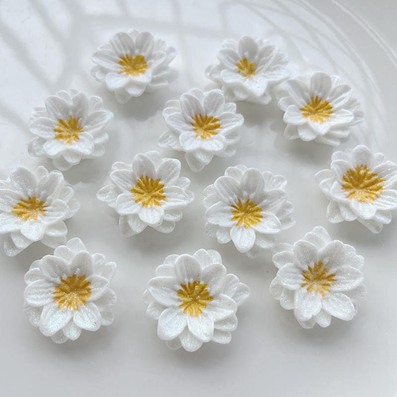 10Pcs Pure White Flower Resin Flat Back Diy Wedding Decoration Flower Shaped Scrapbook Jewelry Making Accessories