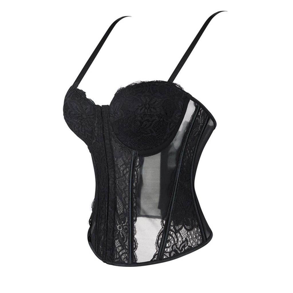 Women's Sexy LaceBack Zip Corset Top Bustier G-string Body Shapewear