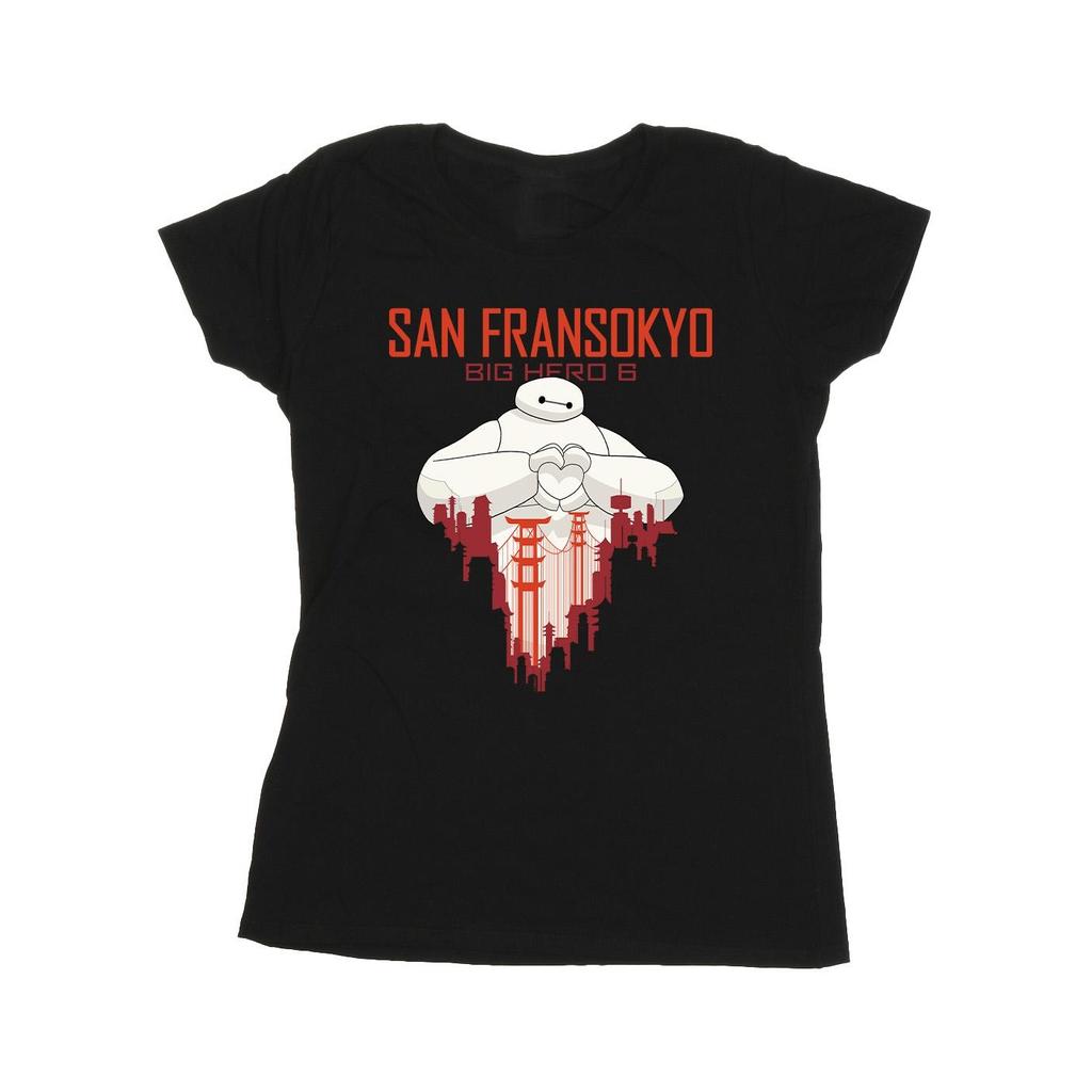 Disney Женская/дамская футболка Big Hero 6 Baymax San Fransokyo Heart Cotton