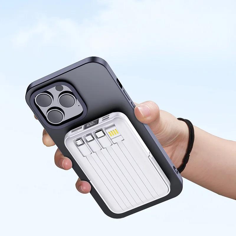 Магнитный беспроводной блок питания 50000 мАч, 22,5 Вт, сверхбыстрая зарядка, 15 Вт, зарядка PD, 20 Вт с четырехпроводной подставкой, мобильный портативный аккумулятор