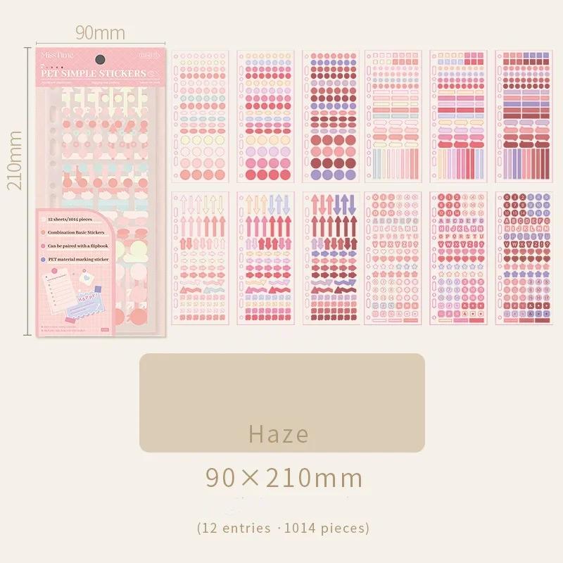 12 шт./набор прозрачных липких заметок, однотонные цифры, буквы, точки, стиль скрапбукинга, журнал, наклейка, маркер для ключевых слов для изучения