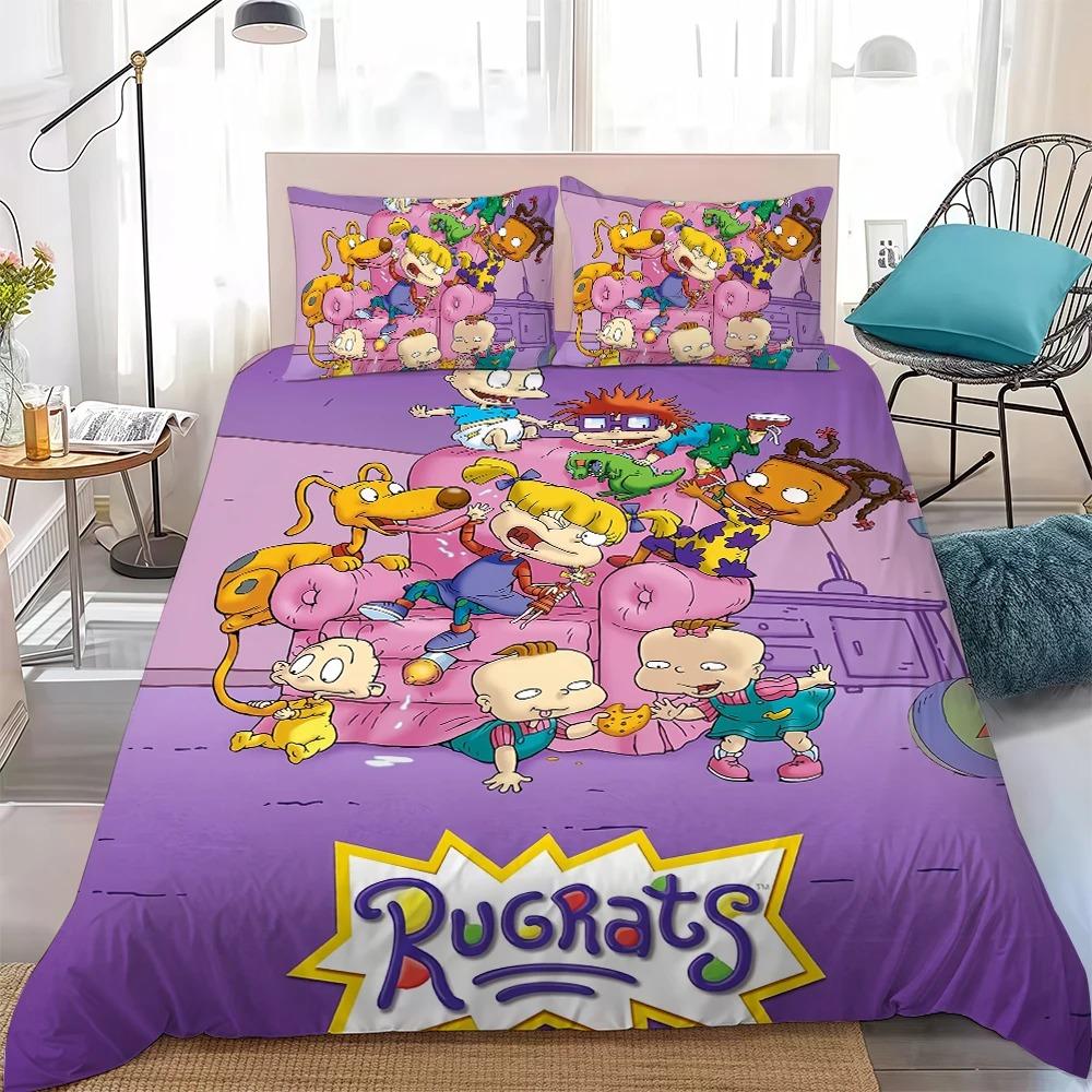 Cartoon R-RUGRATS Cute Bedding Set Exquisite Duvet Cover Pillowcase Single/Double/Queen Large Size Adult Boys girl Gift