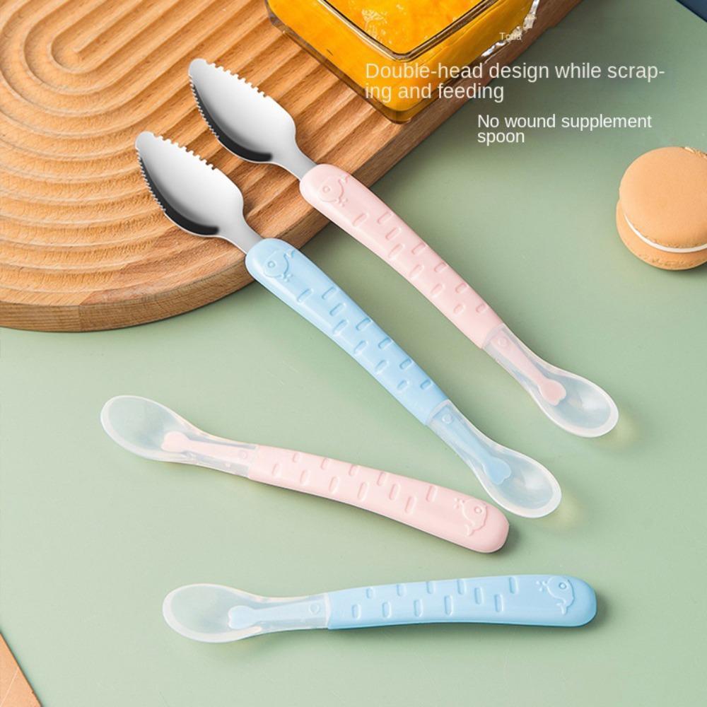 Food Grade Puree Spoon Double Headed Complementary Food Spoon Creative Baby Tableware