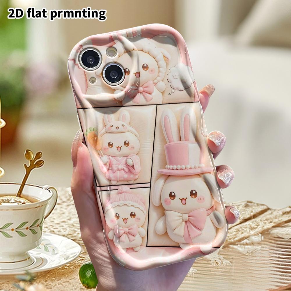 Phone Case: 2D flat, fits iPhone 18, 17, 16, 15, 14, 13, 12Pro protective case, little lamb and bunny doll, perfect Christmas and Halloween holiday gi