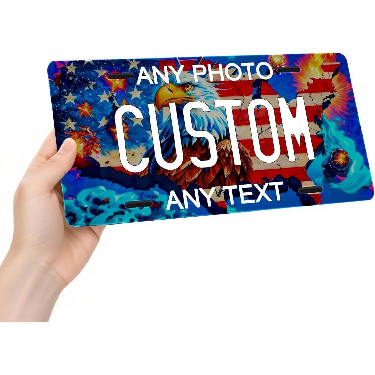 Metal  License Plate - 6X12 Inch - Personalized License Plate For Front Of Car - Decorative Auto Accessories Car Tags (3. Upload Design)