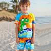 Милый детский купальный набор с динозаврами: Солнцезащита с коротким рукавом, быстросохнущий купальник и шапочка для плавания для детей.