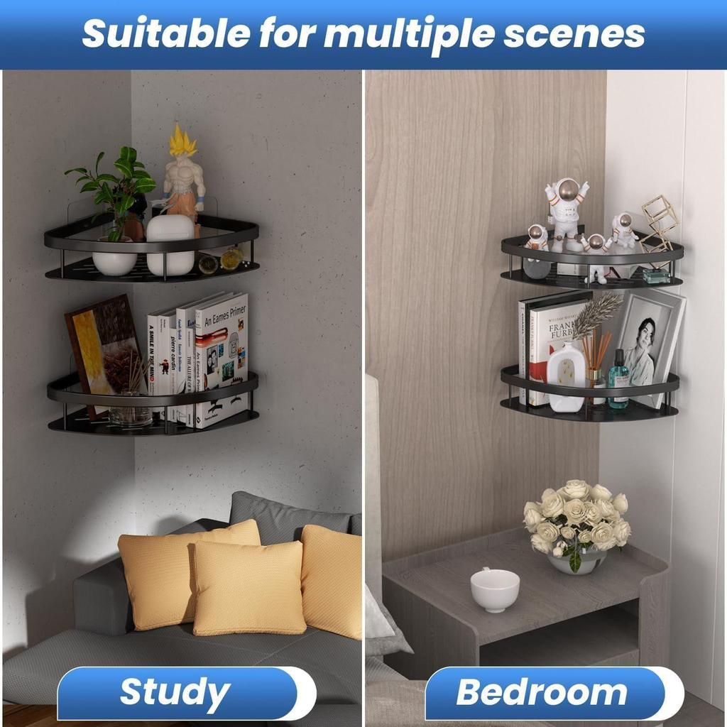 2 шт. Аксессуары для ванной комнаты Алюминиевая Сверхпрочная Самоклеящаяся Угловая Полка для Ванной Комнаты для Стены, Многофункциональный Настенный Органайзер для Ванной Комнаты,