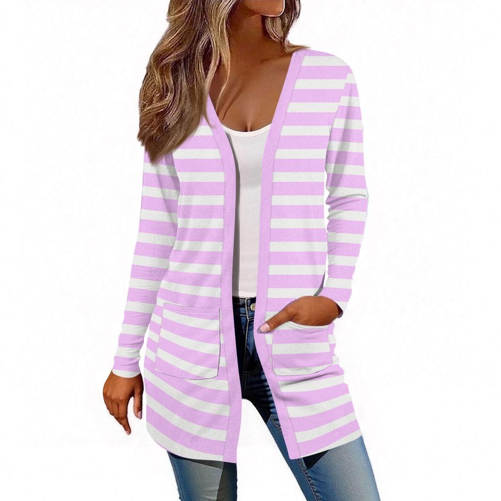 Women's Long Sleeve Cardigan Casual Jacket With Pockets Top