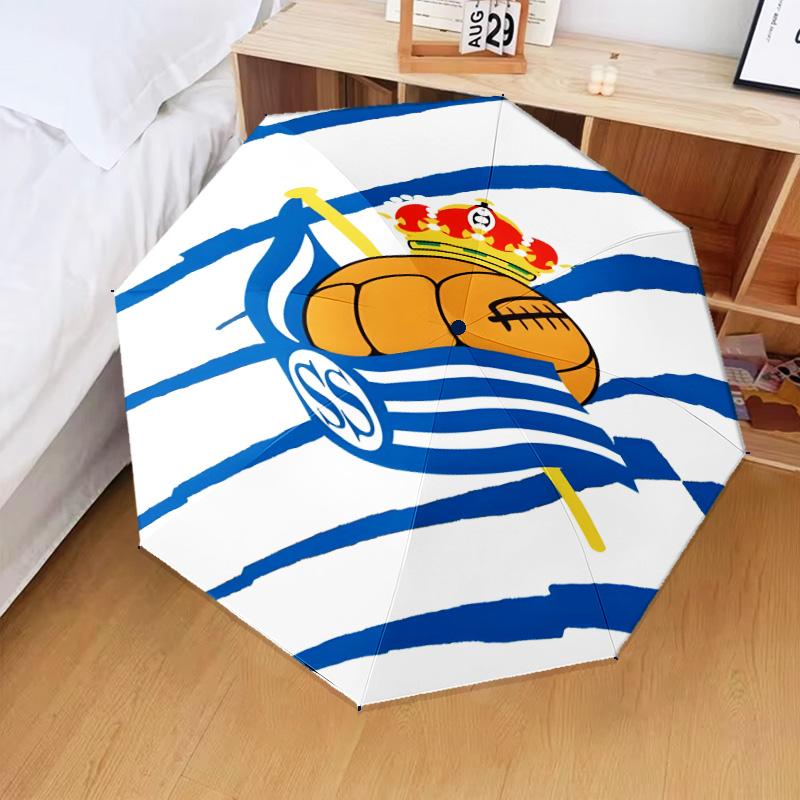 Real Sociedad Umbrella Folding umbrella, automatic umbrella 8-Frame for Travel, camping Use Gift for Halloween Christmas