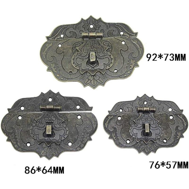 Антикварные застежки-защелки, винтажные бронзовые декоративные крючковые замки с винтами для деревянной шкатулки, ювелирного сундука, мебели