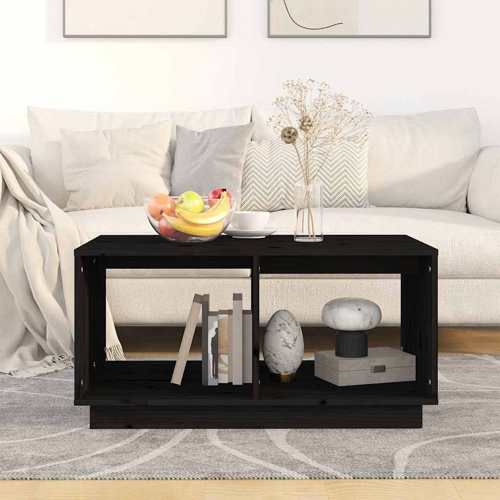 Vidaxl Stolik Kawowy, Czarny, 80X50X40 Cm, Lite Drewno Sosnowe