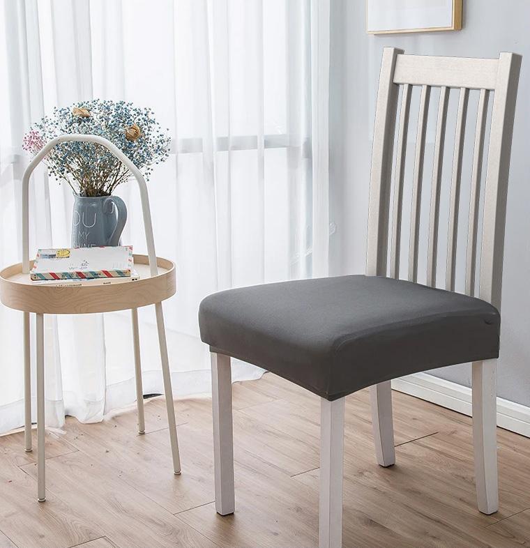 Seat Cover For Chair Seat Smooth Elastic Dark Gray