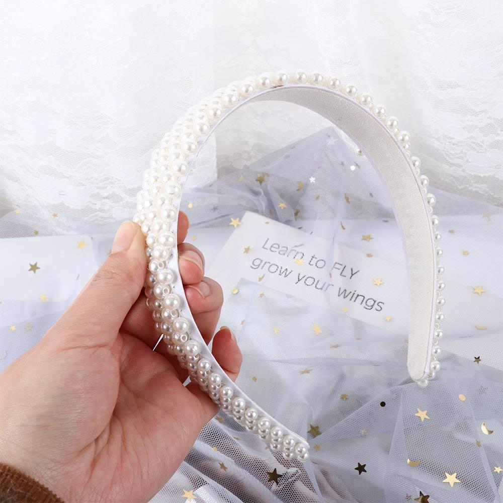 Минимализм Белый Головной убор Широкополая Элегантная Повязка на голову Жемчужная Повязка для волос Аксессуары для волос Обруч для головы