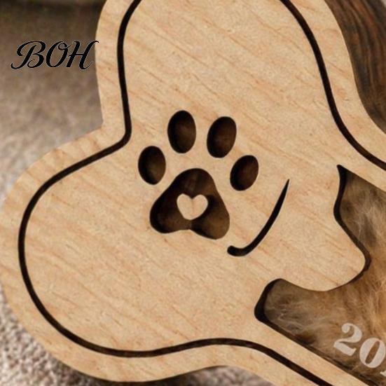 Wooden Pet Memorial Container Dog Hair Keepsake Box, Bone Shaped Decorative Storage for Home Office Sympathy Gift Loss of Pets Box