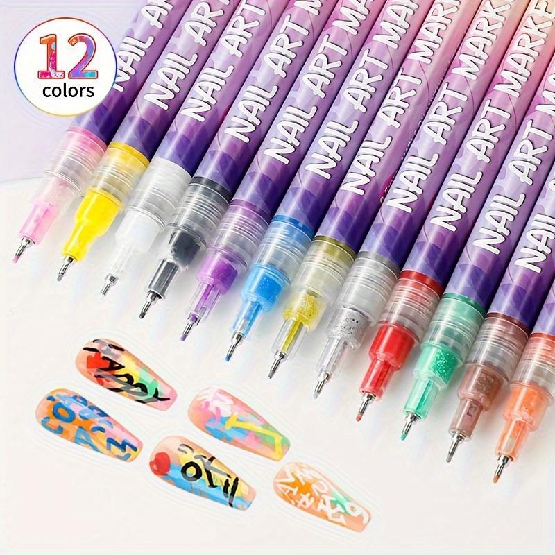 12-color Acrylic Paint Pen, Nail Graffiti Pen, DIY Quick-drying Dot Sewing Pen, Precision 3D Graffiti Nail Art Pen, Nail Art Pen Set, Quick-drying