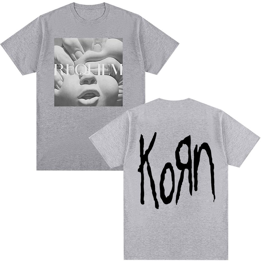 Korn Requiem Album Graphic Tshirt Metal Gothic Rock Band Tee Unisexs Clothing Oversized Y2K Short Sleeve Tshirt Tops Streetwear