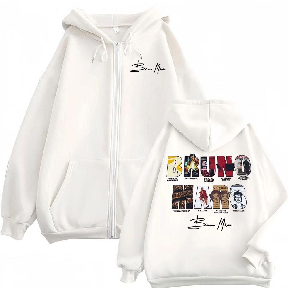 Bruno Mars The Romantic Zip Up Hoodies Men Women Fashion Vintage Jacket Sweatshirt Fleece Cozy Zipper