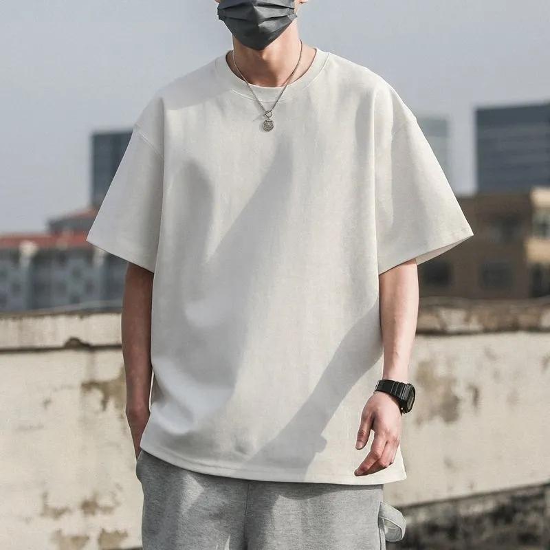 Хлопковые футболки для мужчин, базовая футболка большого размера, футболка с заниженными плечами, уличная одежда, топы, футболка больших размеров
