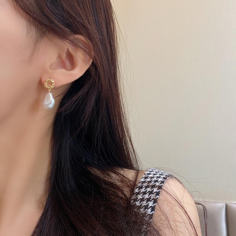 Irregular Shaped Pearl Earrings For Women