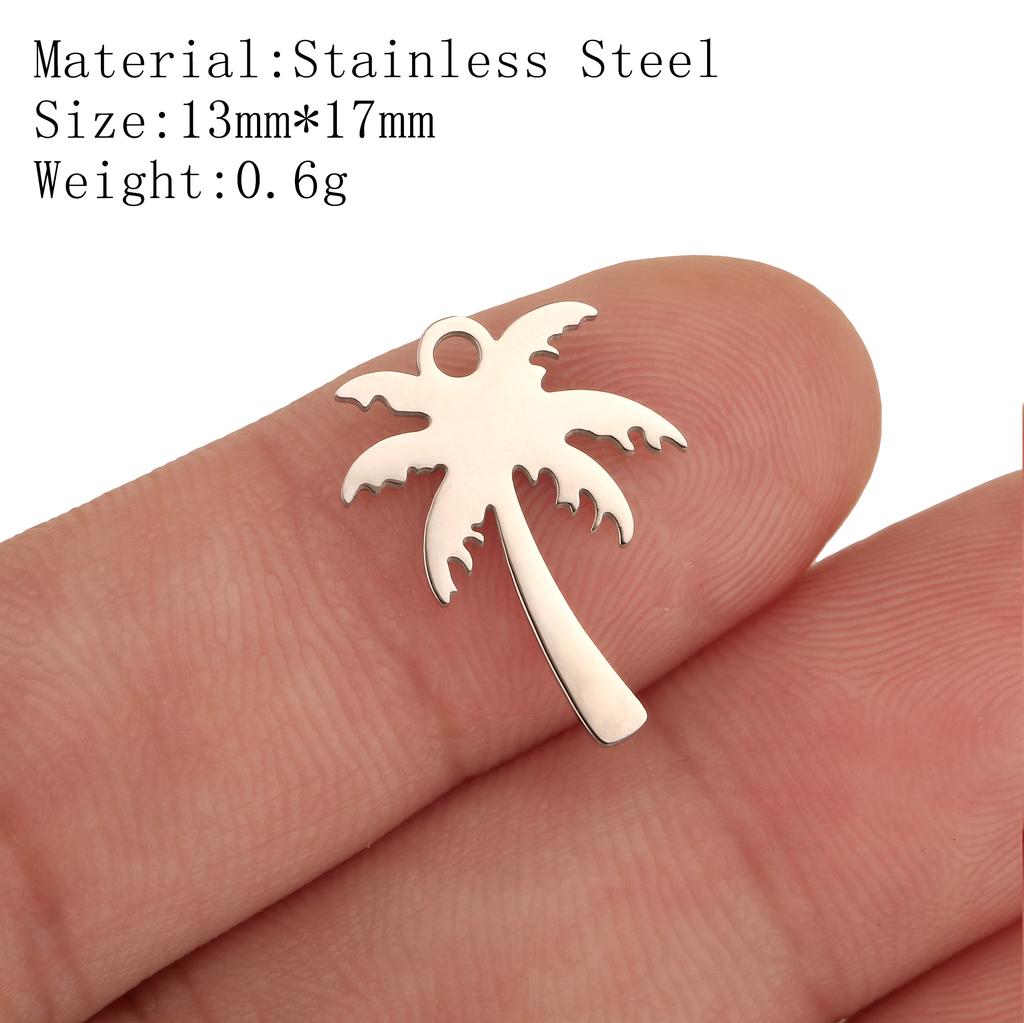5Pcs Pineapple/Monstera Leaf/Tropical Hawaii Palm Tree Charms Stainless Steel Conch Pendant DIY Bracelet Necklace Jewelry Making