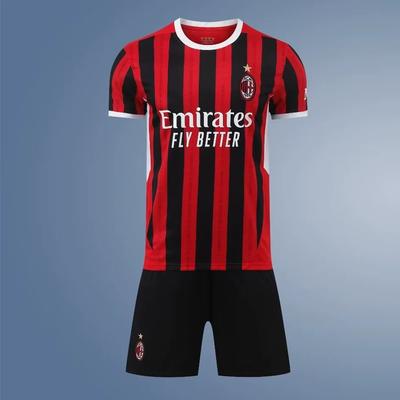 Домашняя красно-черная фанатская футболка AC Milan 24/25