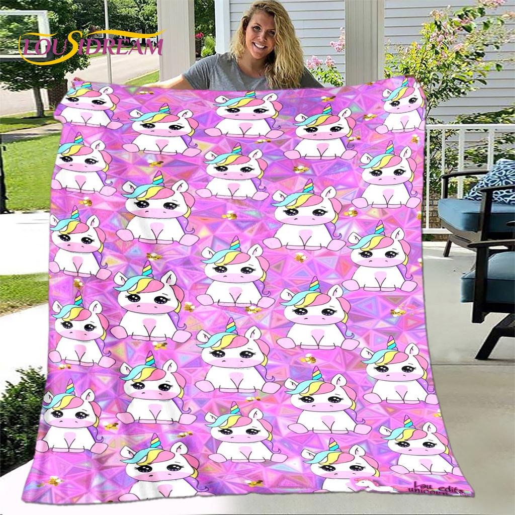 Cartoon Cute Unicorn Blanket,Flannel Blanket Throw Blanket,Children's Warm Blanket for Living Room Bedroom Beds Sofa Travel Gift