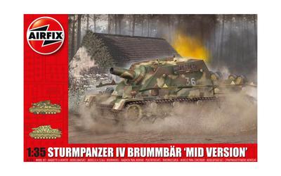 Airfix 1/35 масштаб Немецкий штурмовой танк Sturmpanzer IV Brummbar Средняя производственная серия Пластиковый набор для сборки X1376, Отлитый в цвете