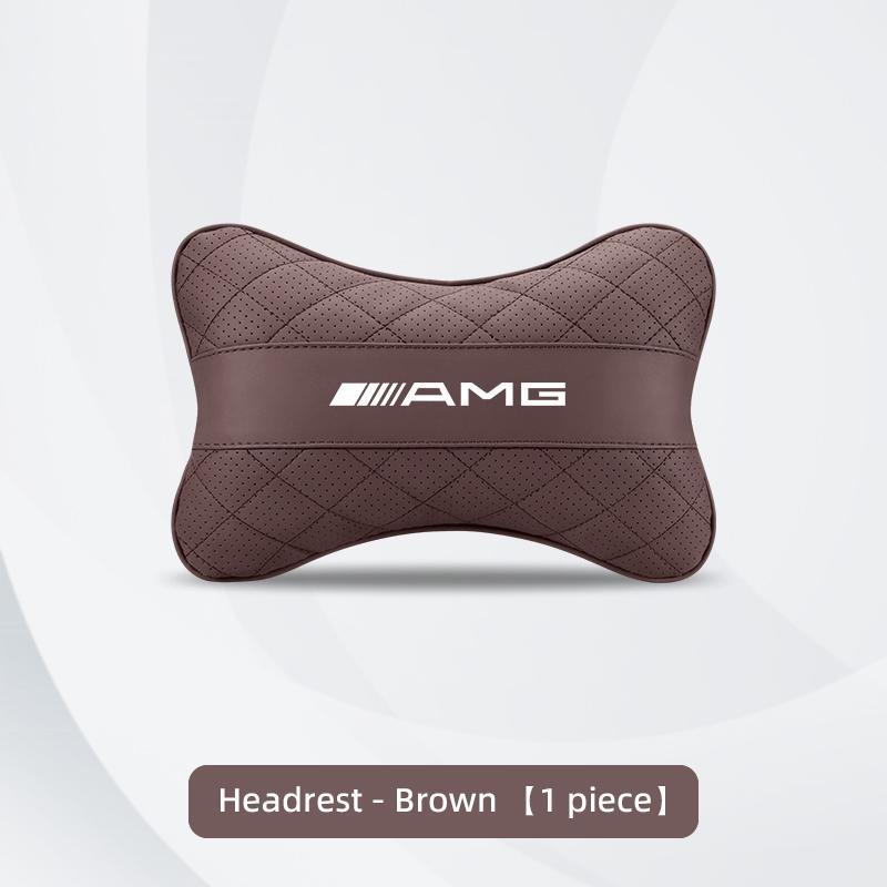 AABCC1 Nappa Leather Car Headrest Neck Pillow Waist Cushion Tire Valve Cap For Mercedes Benz AMG GLE GLS CLA CLE GLC CLS GLA W223 W213
