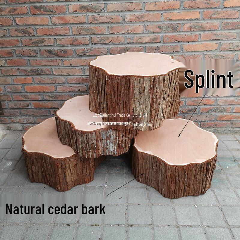 Natural Bark Wooden Stake Ornament: Faux Tree Stump Photography Prop for Weddings and Displays