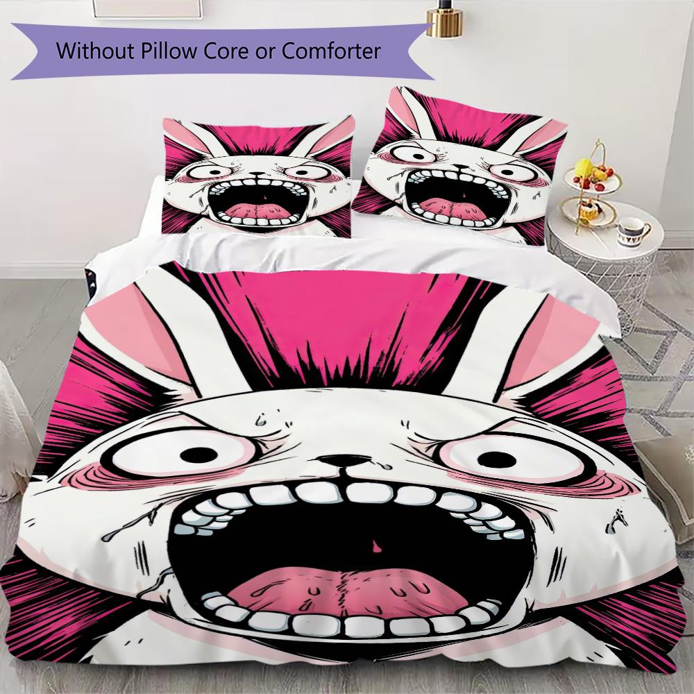 Cartoon Rabbit Pattern Bedding,Quilt Set Quilt Cover Pillowcase Home Birthday Gift (1*duvet cover+2*pillowcase,without core)ZSJT0917257