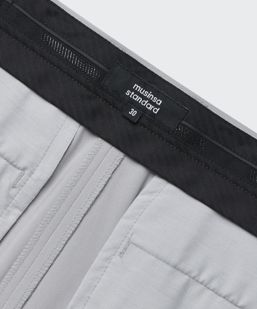 MUSINSA STANDARD [Cooltandard] Relaxed Tapered Hidden Banding Crop Slacks [Light Gray]