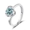 Bague Ringen Женские свадебные украшения из стерлингового серебра 925 пробы, 1 карат, VVS D, цветное кольцо с муассанитом, в форме сердца, обручальные кольца, изменяемый размер