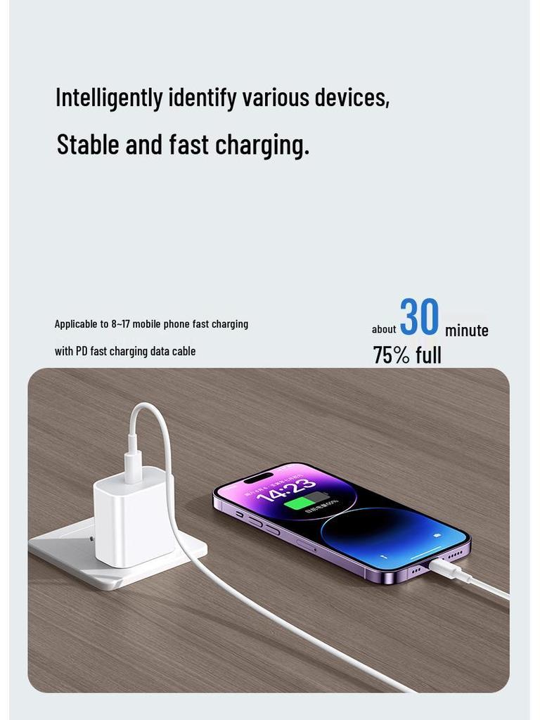 30-ваттное зарядное устройство для iPhone 14/16 Pro Max с кабелем для быстрой зарядки