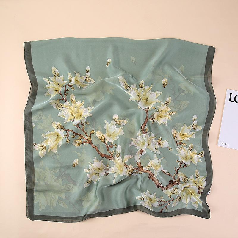 Women Silk Scarf Vincent Van Gogh Oil Painting Apricots Print Shawls Wraps Foulard Femme Long Bandanas Lady Hijab Stole 180*90Cm