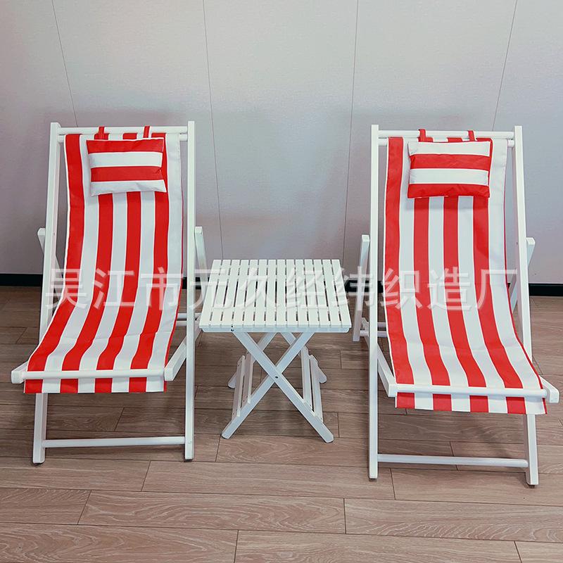 Pink Wooden Outdoor Lounge Chair for Beach, Balcony, Camping, and Garden