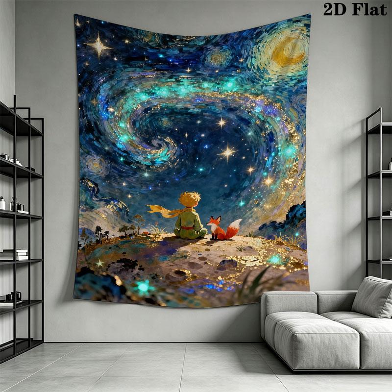 Little Prince Spark Wall Hanging Printed Fabric Blanket Decorative Tapestries for Bedroom Living Room Home Decor