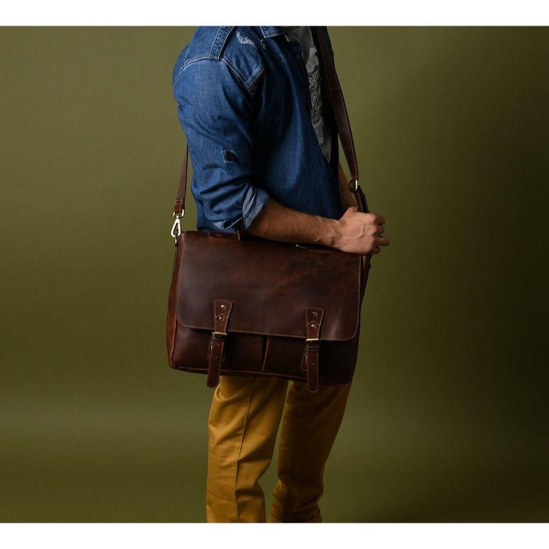 Leather Messenger Bag|Gifts For Men|Leather Laptop Bag|Crossbody Bag Men|Travel Bag|Leather Satchel Bag For Husband