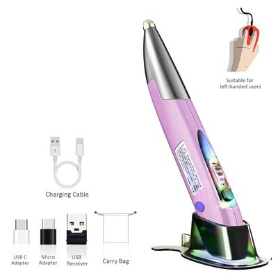 2,4 ГГц оптическая мышь-ручка для левой и правой руки, перезаряжаемая беспроводная оптическая карманная мышь-ручка, беспроводная