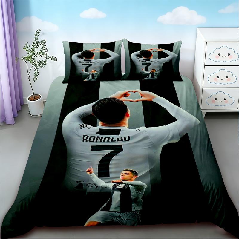 Пододеяльник Cristiano Ronaldo с футбольным принтом, комплект постельного белья для комфортного и дышащего декора спальни, лучший подарок для фаната