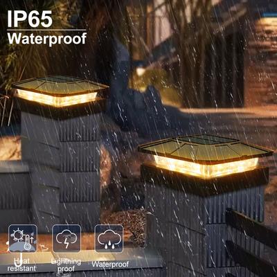 4 шт. Наружные солнечные фонари на столбы IP65 Водонепроницаемые 3 режима Фонарь для забора на солнечной батарее Для деревянных/виниловых столбов 4x4 дюйма Освещение для террасы