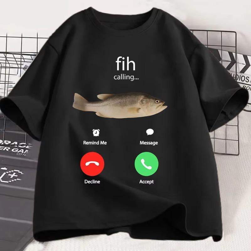 Fish Calling Incoming Call Funny Graphic T-shirt