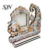Holiday Photo Storage Christmas Wooden Frame, 2D Picture Holder with Santa Snowman & Creative Moon Frame Snowflake Pendant, Family Display for