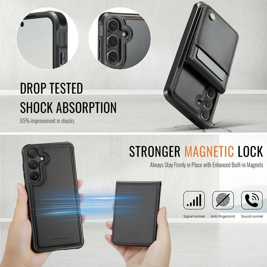 CaseMe Mobile Cover for Samsung S24 S25 Edge Strong Magnetic Kickstand Flip Cover for samsung galaxy S16 Detachable Back Case