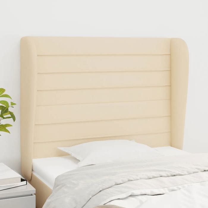Maison Exclusive - Tête de lit avec oreilles Crème 103x23x118/128 cm Tissu