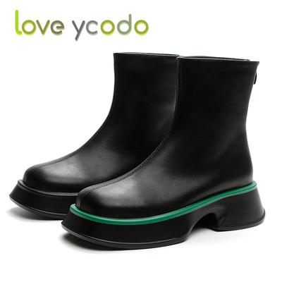 Брендовые весенне-осенние женские и студенческие кожаные модные повседневные кожаные ботинки на толстой подошве