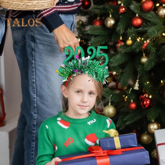 Обруч для волос с блестками для косплея 2025, декор в виде цифр, новогодняя повязка на голову, высокоэластичная дизайнерская повязка для волос, украшение для рождественской вечеринки