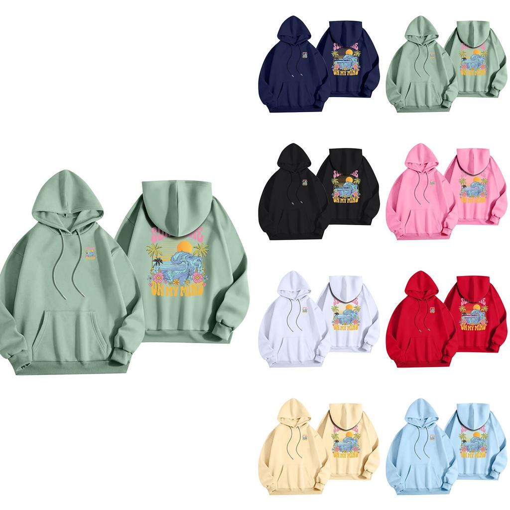 Women's Fashion Lightweight Long Sleeve Pullover With Pockets Flowers Print Hoodie