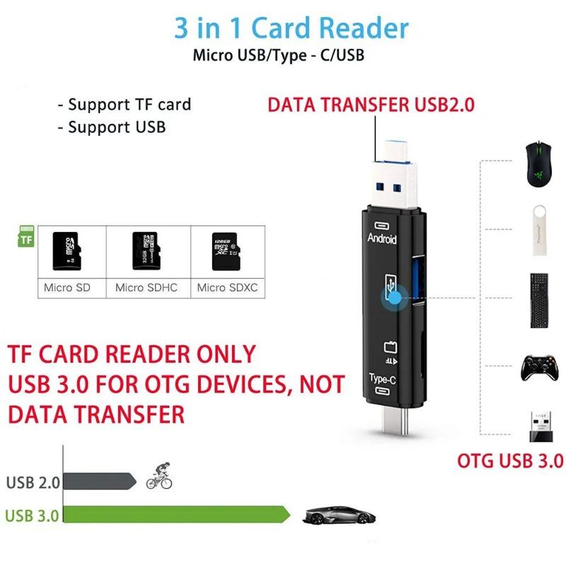 5-в-1 USB 3.1 Картридер Высокоскоростной SD TF Micro SD Картридер Type C USB C Micro USB Память OTG Карты Внешний Адаптер-Ридер